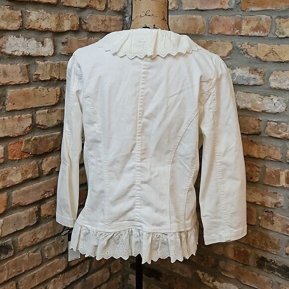 NWT LRL Lauren Jeans white denim jacket with eyelet trim size 16 - Picture 6 of 13
